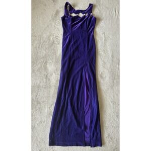 Vintage L.A. GLO Womens 9/10 Maxi Shift Dress Prom‎ Mardi Gras Bejeweled Purple